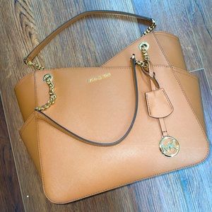 NWT Lg Authentic MK Brown Shoulder Tote